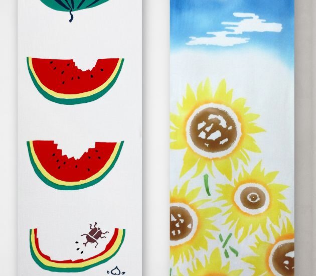 夏の手ぬぐい「スイカ」と「ひまわり」