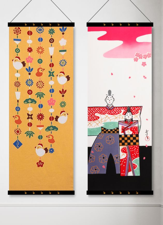 季節の手ぬぐい「ひな祭り」と「おひなさま」