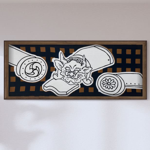 手ぬぐい「狂言衣裳・鬼瓦」 手ぬぐい「狂言衣裳・鬼瓦」