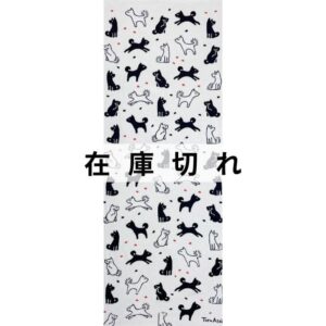 手ぬぐい「桜と犬（紺）」