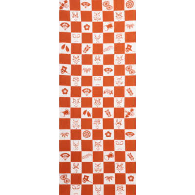 手ぬぐい「隈取市松（柿色）」