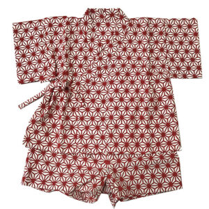 手ぬぐい赤ちゃん甚平「麻の葉(赤)」