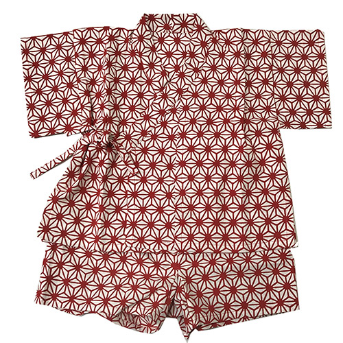 手ぬぐい赤ちゃん甚平「麻の葉(赤)」