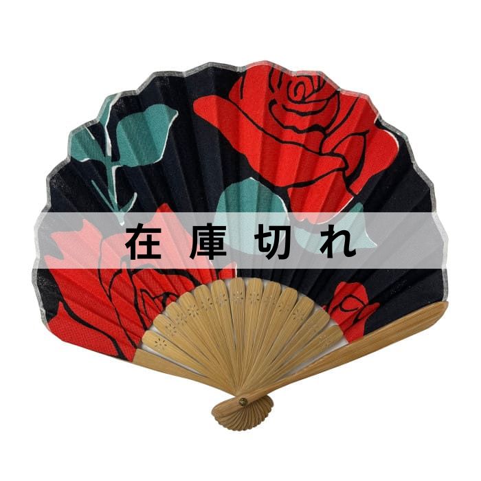 手ぬぐい扇子「バラ(赤)」