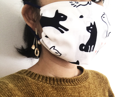 手ぬぐい簡易マスク「桜と柴犬」