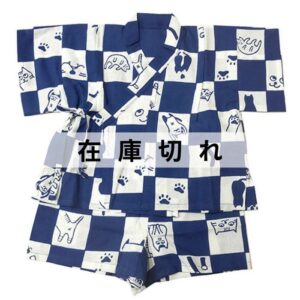 手ぬぐい赤ちゃん甚平「ネコ市松」