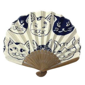 手ぬぐい扇子「猫いっぱい（黒猫）」