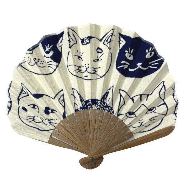 手ぬぐい扇子「猫いっぱい（黒猫）」