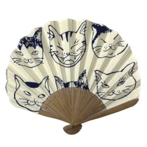 手ぬぐい扇子「猫いっぱい（とら猫）」