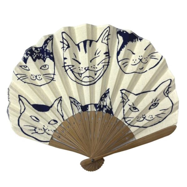 手ぬぐい扇子「猫いっぱい（とら猫）」