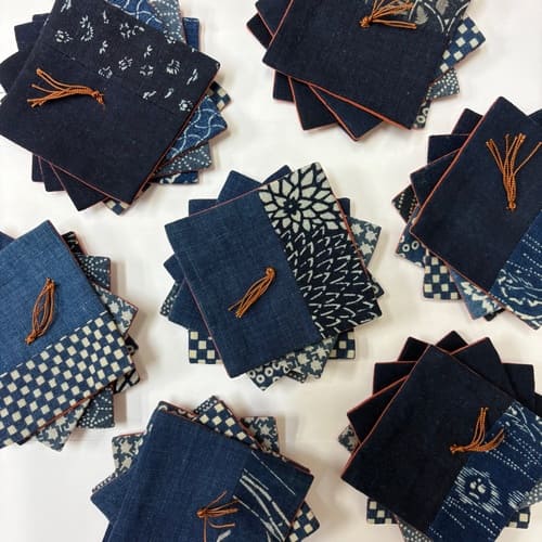 古布×藍染めコースター