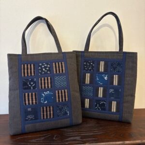古布×藍染め手提げバッグ