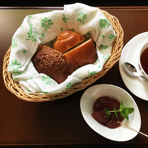 手ぬぐい「クローバー」パンかご