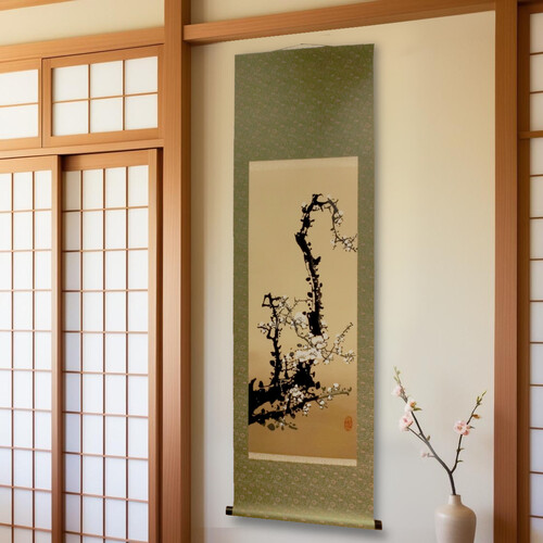 手ぬぐい掛け軸「白梅図」