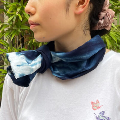 藍染め_むら染め_スカーフ 藍染め手ぬぐい「むら染め」