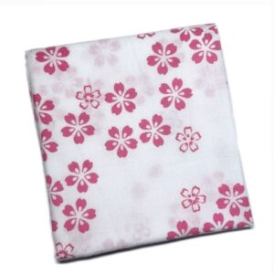 手ぬぐいハンカチ「さくら花（紅梅色）」